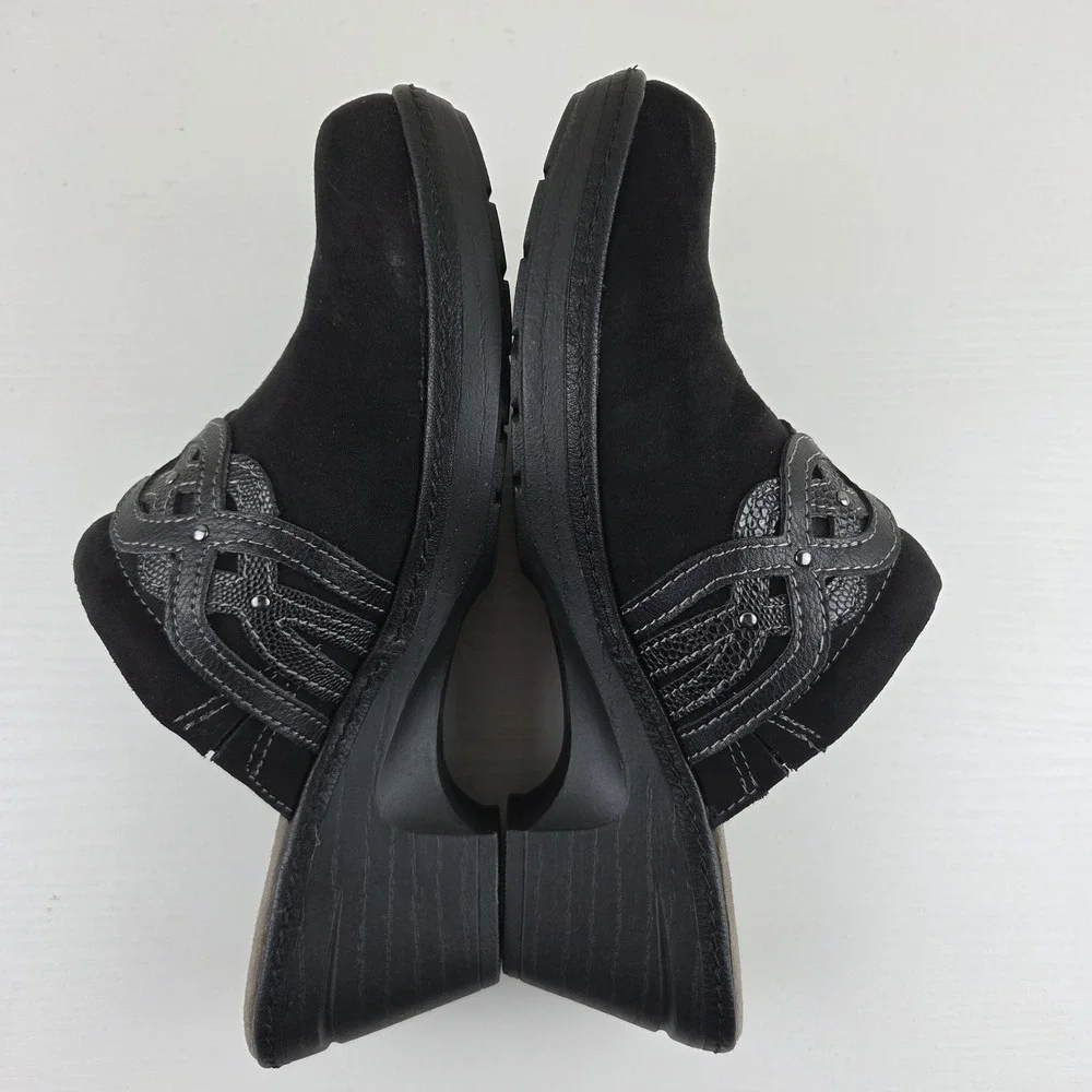 Croft & Barrow Ortholite Dame Black Suede Women's Mules Comfort Shoes Size 8.5 M